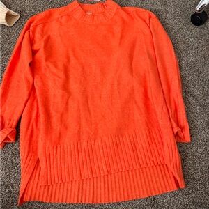 Free People Vibrant Orange Crew Neck Sweater